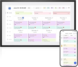 LOOFII 10.1 Inch Smart Digital Calendar – HD Touchscreen Family Planner & Calendar with Chore Chart & Meal Planner (Black White)