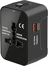 Universal Travel Adapter Worldwide, GaN Fast Charging with PD 3.0 USB-C & USB-A Quick Charge Ports, All-in-One International Power Plug Adapter Converter AC Wall Charger for Europe USA UK AUS Black