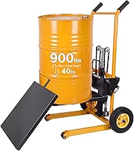 900 Lbs Hydraulic Material Lift Stacker, Heavy Duty Manual Pallet Truck Dolly with Adjustable Forks, 40" Max Lift Height Portable Forklift Table Cart for Warehouse (Yellow)