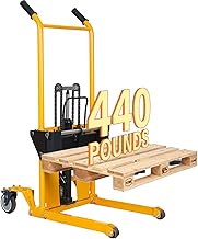 Manual Forklift Pallet Stacker, 440 Lbs Capacity Hydraulic Material Lift 35" Lift Height with Adjustable Forks and Swivel Casters Pallet Truck Dolly Stacker
