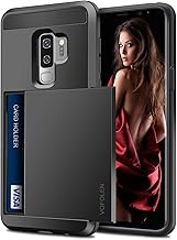 Vofolen Sliding Cover for Galaxy S9 Plus Case Wallet Credit Card Holder ID Slot Hidden Pocket Heavy Duty Protection Rugged Bumper Protective Hard Shell Armor Case for Samsung Galaxy S9 Plus (Black)