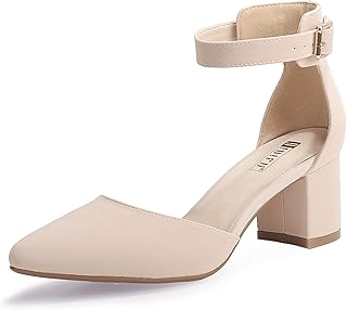 Women's IN2 Pedazo Dress Shoes Low Block Heels Comfortable Chunky Closed Toe Ankle Strap Wedding Pumps