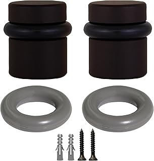 Design House Modern Cylindrical Door Stop, Design House Oil Rubbed Bronze Floor Rubber Bumper, 2-Pack, 189332-ORB
