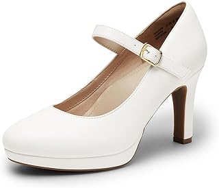 Women's Pumps Close Toe Classic High Heels Round Toe Comfortable Low Platform Mary Jane Dress Shoes