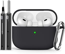 for AirPods Pro Case Cover with Cleaner Kit,Soft Silicone Protective Cover for Apple AirPod Pro 2nd/1st Generation Case for Women Men,AirPods Pro 2/Pro Case Accessories with Keychain-Black | Cleaner Kit