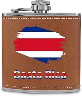 funny text Costa Rica flag Hip Flask Portable Stainless Steel Wine Flask Drink Alcohol Bottle 6 oz Party outdoor Camping Durable Leather Covered
