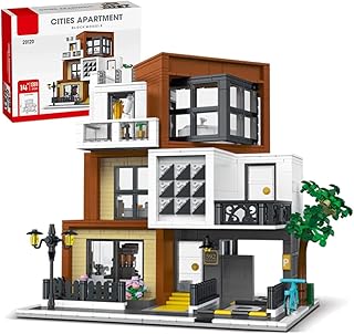 Modern House Building Set with LED Light, Modern Cubist Villa Modular City Building Blocks MOC Bricks Set,Compatible with City Sets and Other Major Brands, Adults and Girls Aged 14+1399 PCS