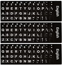Replacement English Keyboard Letter Stickers, Universal English Keyboard Stickers with Black Background and White Lettering for PC Computer Laptop Desktop(3PCS,English)
