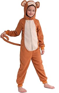 Sincere Party Fleece Monkey Onesie Monkey All in One Halloween Costume for Kids S(4-6)