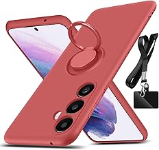 for Galaxy A54 5G Case, with 360°Rotatable Ring Holder Kickstand & Strap Lanyard Premium Liquid Silicone Slim Shockproof Protective Case for Galaxy A54 5G, Red 2.231