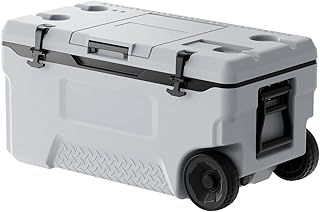 VEVOR Ultra-Light Hard Cooler, Ice Retention Cooler with Heavy Duty Handle, Ice Chest Lunch Box for Camping, Travel, Outdoor, Keeps Cool for up to 6 Days, 30% Lighter Than Rotomolded Coolers