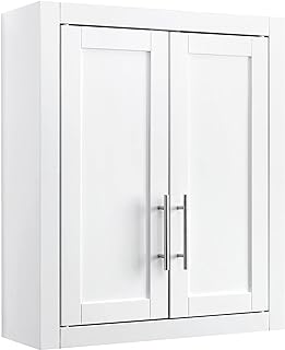 Crosley Furniture Savannah Wall Mounted Bathroom Storage Medicine Cabinet with Shelves, White