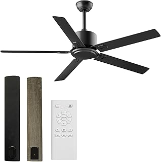 Obabala Ceiling Fans With Remote 42 Inch Black Ceiling Fan No Light 6 Speeds Reversible Timing Noiseless Modern Ceiling Fan Without Lights For Bedroom Kitchen Indoor Outdoor (Black)