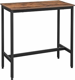 VASAGLE Bar Table, Kitchen Dining Table, High Top Pub Table, Bar Height Cocktail Table for Living Room Party, Sturdy Metal, 15.7 x 39.4 x 35.4 Inches for Narrow Spaces, Rustic Brown and Ink Black