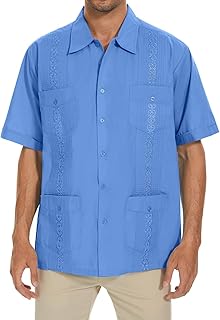Men's Guayabera Shirts for Mens Cuban Shirts Short Sleeve Shirt