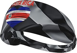 Costa Rica Flag Heart Costa Rican Athletic Headband Sweat Resistant Perfect Gym Outdoor Activities Running Men Women