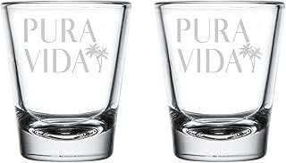 Set of 2 Shot Glasses 1.75oz Shot Glass Gift Pura Vida Costa Rica