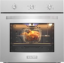 Empava 24 Inch Natural Gas Single Wall Oven in Stainless Steel, 5 Cooking Modes, Convection and Rotisserie Function, 2.3 Cu.ft, 13600 Btu/h