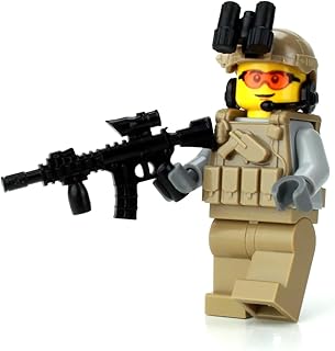 1.6 Inches Tall Tan Army Soldier Custom Minifigure | Accessories Made in the USA | Genuine Military Minifig | Great Gift for Ages 10+ to Adult AFOL
