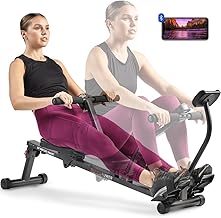 Compact Adjustable Rowing Machine with 12 Levels of Resistance for Complete Body Workouts and Optional Free SunnyFit App Enhanced Connectivity