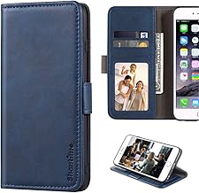 Stylish Leather Wallet Case Compatible with Samsung Galaxy Star Advance, Magnetic Shockproof Flip Cover with Card Holders, Photo Frame and Kickstand(Blue)