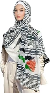 Palestinian Keffiyeh Shemagh Hijab Scarf, Muslim Women Kuffiyeh Arab Headwear