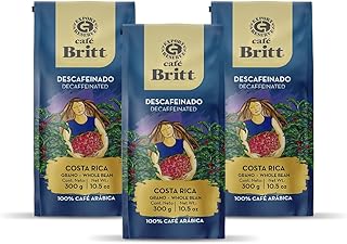 Café Britt® - Costa Rican Decaffeinated Coffee (10.5 oz.) (3-Pack) - Whole Bean, Arabica Coffee, Kosher, Gluten Free, 100% Gourmet & Dark Roast