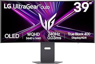 Ultragear 39GX900A-B 39” OLED Curved WQHD Gaming Monitor - 240Hz, 0.03ms, G-SYNC & FreeSync Premium Pro, HDMI 2.1, DisplayPort 1.4, USB-C, VESA, Anti-Glare, HDR True Black, 800R Curve