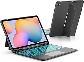 JUQITECH Trackpad Keyboard Case for Samsung Galaxy Tab S6 Lite 10.4" 2024/2022/2020, Tablet Soft Kickstand Cover Case with Magnetic Wireless Backlit Touchpad Keyboard SM-P620/P625/P610/P613/P615/P619