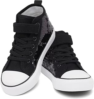 Toddler Girls Sparkle Canvas Shoes High Top Sneakers Little Big Kids Boys Walking Cushioned Shoes Toddler 8-Big Kid 3