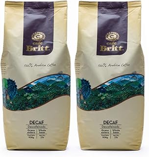 Café Britt® - Costa Rican Decaffeinated Coffee (2 Lbs.) (2-Pack) (4 Lbs Total) - Whole Bean, Arabica Coffee, Kosher, Gluten Free, 100% Gourmet & Dark Roast