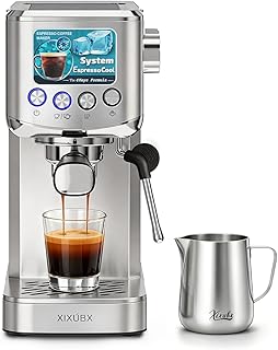 20 Bar Espresso & Cold Brew Coffee Maker with Milk Frother, 42oz Removable Tank, Stainless Steel, Perfect for Cappuccino, Latte, Home & Office, Silver