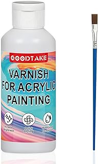 GOODTAKE Varnish for Acrylic Painting, Polycrylic Clear Gloss, Gloss Varnish for Clay, Acrylic, Paint, Diamond Painting, Wood - Non-Yellowing, Non-Toxic, Polyurethane Clear Gloss (2 Ounces)