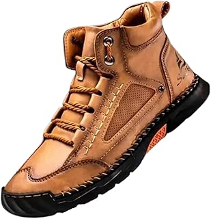 2026 Upgrade Mens Handmade Leather Boots, Waterproof Wide Toe Casual Footwear, Lightweight Breathable Outdoor Walking Shoes With Arch Support, Non Slip Durable Boots For Work Hiking Daily Use