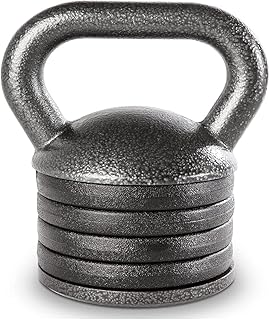 Apex 20lb Adjustable Cast Iron Kettlebell Handle, Compatible with 1” Weight Plates, Up to 50lb Load Capacity for Strength Training, Weightlifting, Home Workouts