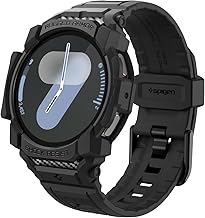 Spigen Rugged Armor Pro Designed for Samsung Galaxy Watch 7 44mm Case with Band Protective TPU Cover with Strap (2024) - Matte Black