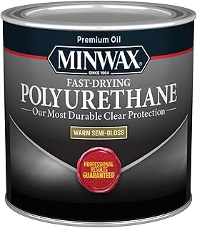 Minwax Fast Drying Polyurethane Protective Wood Finish, Clear Semi-Gloss, ½ Pint