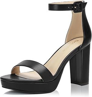 Platform Heels for Women 4-Inch Ankle Strap Open Toe Sandals Wedding Party Dress Shoes Wide Feet Friendly (Runs Large, Size Down)