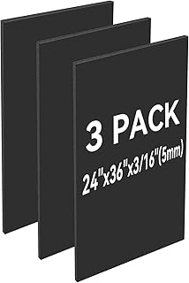 3 Pack Black Foam Board 24"x36", 3/16" Thick Foam Core Board for Projects, Black Poster Board for Painting, Displaying, and Craft Projects