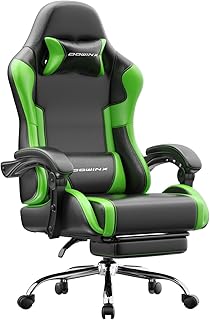 Dowinx Ergonomic Gaming Chair with Footrest & Massage Lumbar, 2D-Linkage Armrests for Computer Chair 330lbs with Headrest Pillow for Office, Home, Streaming and Long Gaming Sessions, Green