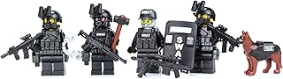 1.6 Inches Tall Police SWAT Team Collectible Custom Minifigures Compatible with LEGO® Bricks | 70% Accessories Made in the USA | Genuine Minifig | Ages 10+ to Adult AFOL