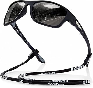 Polarized Sports Sunglasses for Men: UV400 Protection Glasses Wrap Around Goggles for Driving Fishing