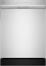 Sharp SDW6506JS 24-inch Stainless Steel Dishwasher, 49 dB, Third Rack, 12 Place Settings, Front Touch Controls