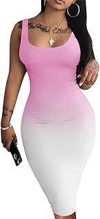 Women Casual Sexy Tank Top Bodycon Dress Summer Pencil Sleeveless Basic Midi Club Dresses