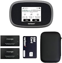 Verizon Wireless Jetpack Inseego MiFi 8800L | Free VPN Mobile Hotspot for Travel | 4G Mobile Portable WiFi | Unlocked Globally | Near 5G Speed up to 1200 Mbps | EVDO-LINK Bundle - Verizon Sim Card