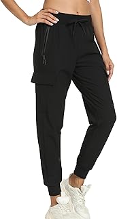 Women's Joggers with Pockets Lightweight - Water Resistant Cargo Athletic Pants for Hiking Running Camping Travel