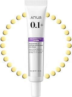 Anua Retinol 0.1 Caffeine Revitalizing Eye Cream, Lightweight Formula for Dark Circles & Puffiness, Hydrating for Sensitive Skin, Korean Skincare,1.05 fl oz