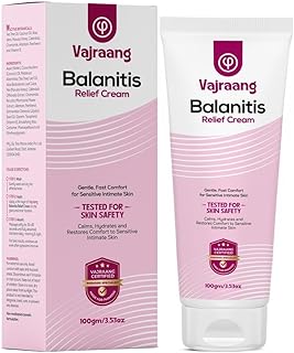 Vajraang Balanitis Relief Cream for Men – Comforts from Foreskin Itch, Redness & Glans Irritation – With Tea Tree Oil, Manuka Honey & Calendula – For the Uncircumcised (3.53oz)