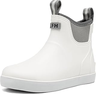 Women's Deck Boots, Rubber Rain Boots Chelsea Ankle Booties with Anti-Slip Sole Waterproof Fishing Shoes for Outdoor Work Garden Camping