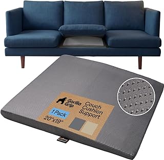 GORILLA GRIP Ergonomic High Density Couch Cushion Support Foam, Quick Rebound Sofa Lifters for Sagging Cushions, Stays in Place with Grip Dots, Replacement Stuffing, 20x19x1.75 Inches, 1 Pack, Gray